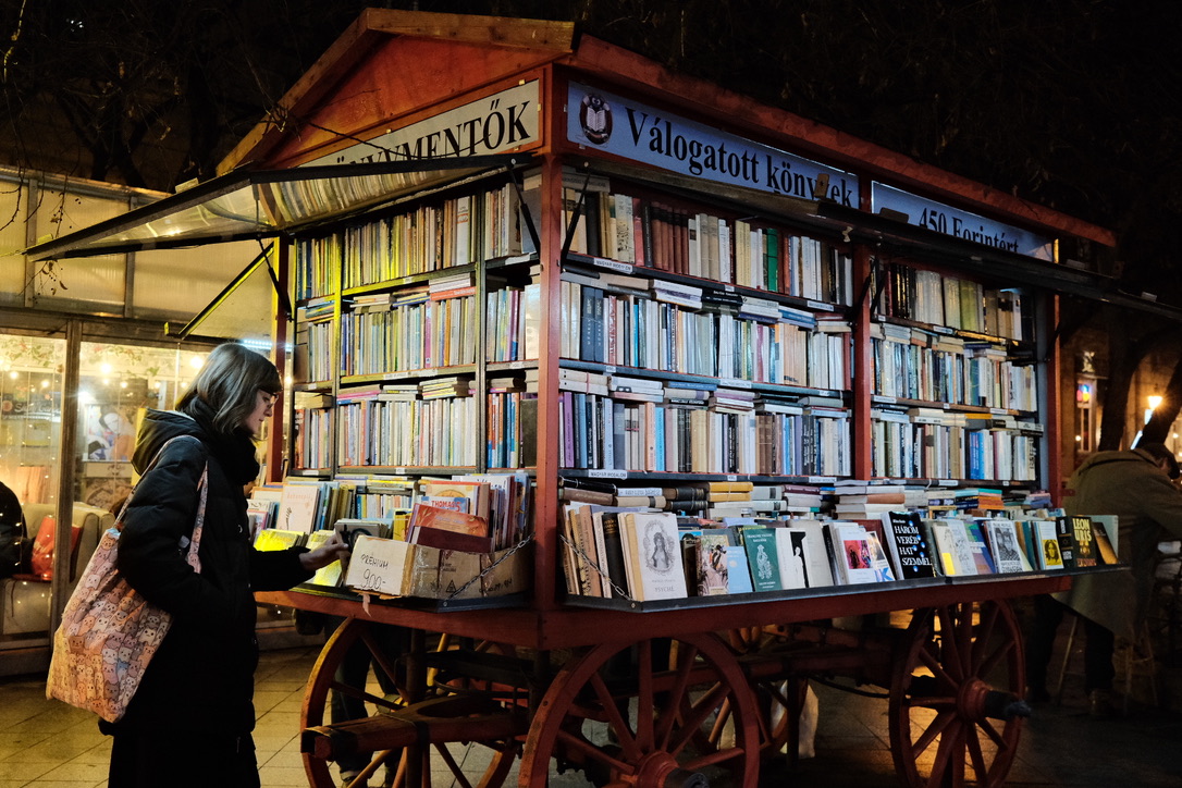 Book cart at night